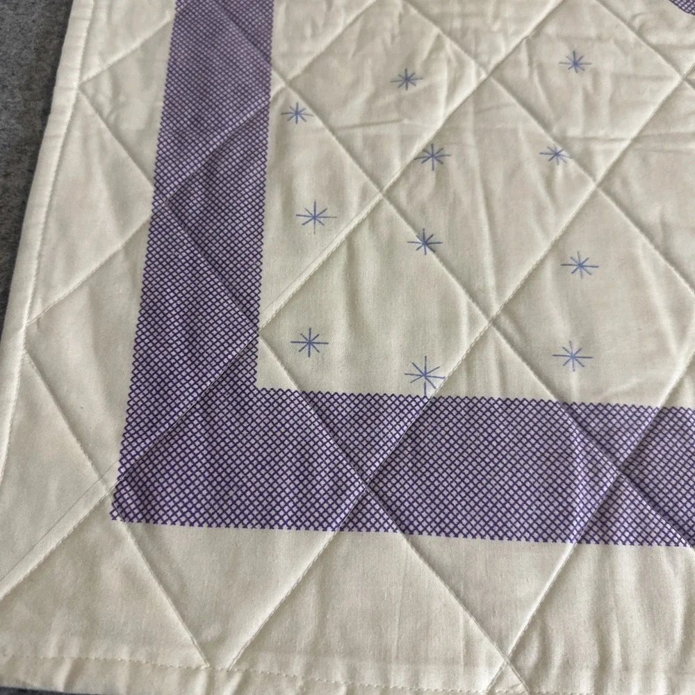 Handmade Baby Quilt Crib Blanket White Purple Mother‎ Goose